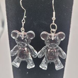 Silver Bear Drop Earrings